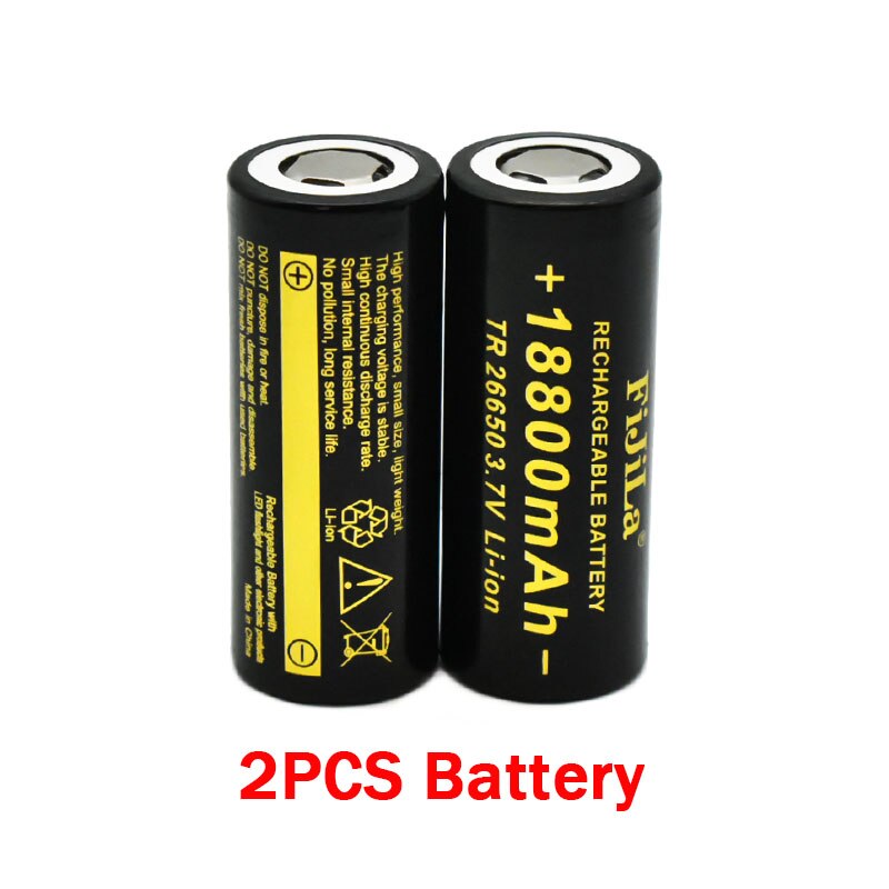 26650 3,7 V 18800mAh Batterie Hohe Kapazität 26650 50A Energie Batterie Lithium-Ionen Akku für Spielzeug Taschenlampe + ladegerät: Schwarz