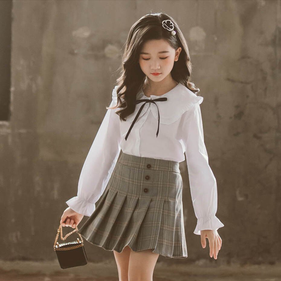 Blouses For Girls White Blouses For Girl Long Sleeve Children's Shirts For Girl Teenage Clothes For School For Girl 6 8 10 12 14