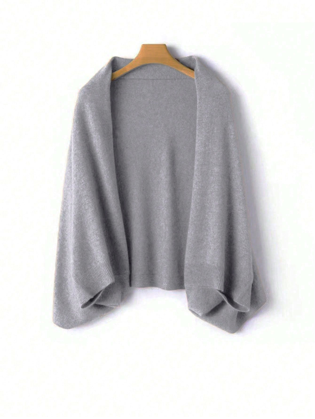 100% de lana para mujer, chal tejido, bufanda, prendas de punto suaves y cálidas, cárdigan, capa, envolturas para hombros, protección del cuello, bufandas Pashmina de doble uso: Gris