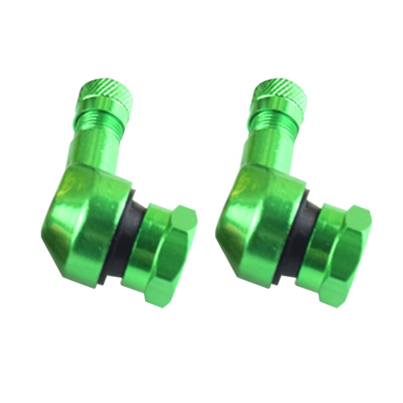 Vástago de válvula de aleación de aluminio con ángulo de 90 grados, vástago de válvula para neumático sin cámara de motocicleta CNC, 2 uds., para piezas de rueda de llanta de 11,3mm: green