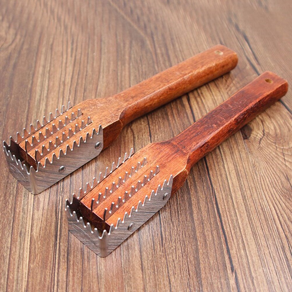 Stainless Steel Fish Scale Scraper With Wooden Handle Scale Remover Handheld Fish Scraping Brush Kitchen Tool
