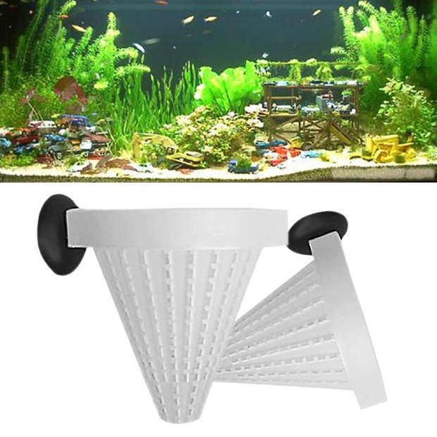 2pcs Aquarium Fish Feeder Red Worm Bug Feeding Cup Fish Tank Bloodworm Nematode Feeding Cup Plastic Funnel Feeder With Suckers