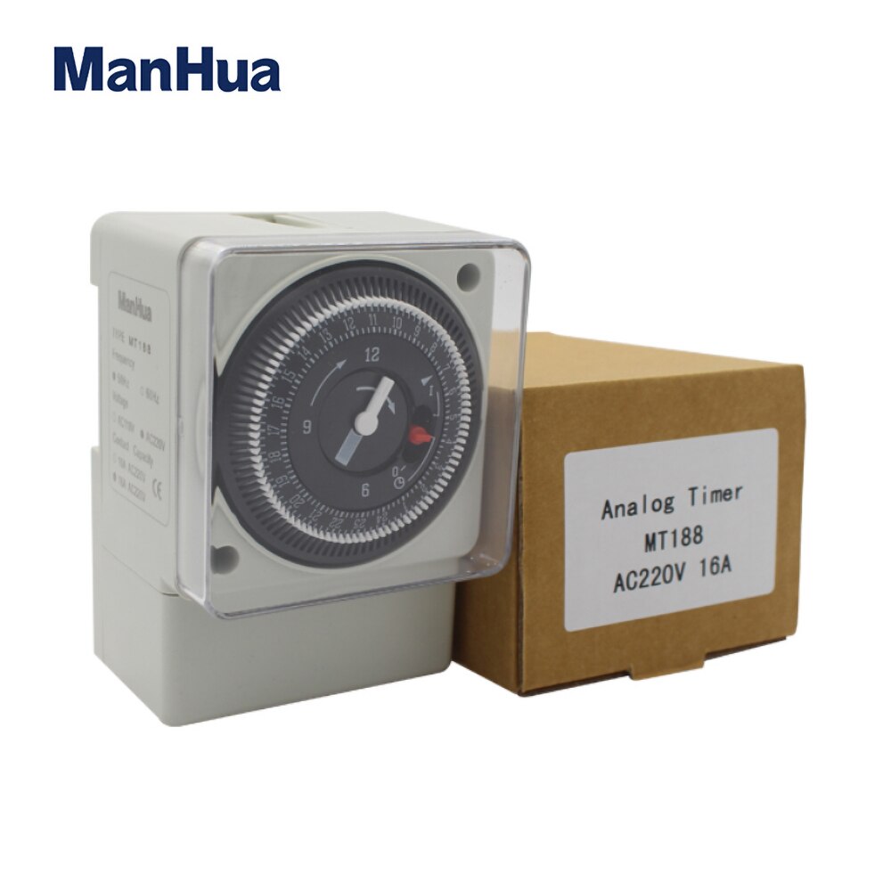 ManHua 24 Hours AC220V 50Hz Din rail Mechanical Timer Switch MT188 Countdown Energy Saving Controller Industrial Timing Switch