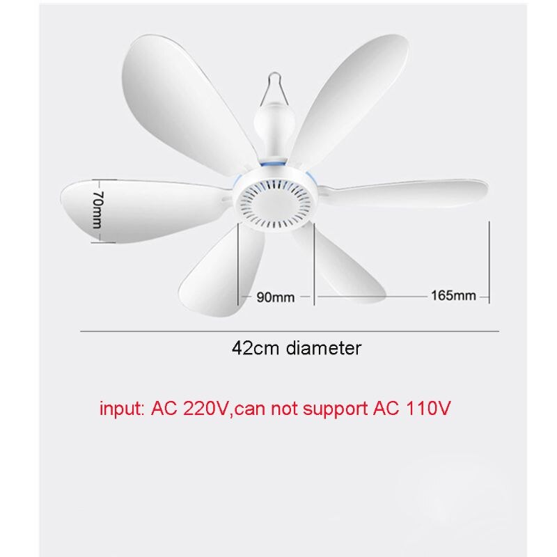 Ac 220v 20w 6 blader 16.5 tommers stille husholdningsseng hengende vifte på av bryter takvifte energisparende kjølevifte