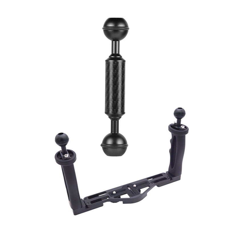 Doppelter handstabilisator, tauchgehäuse für unterwasserkameras, halterung/griff mit schwimmerverlängerungsarm aus kohlefaser: Default Title