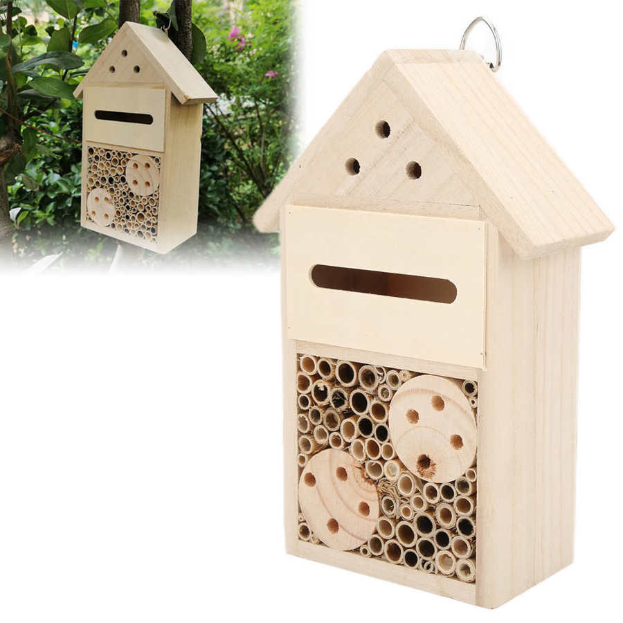 Wood Bee House Attract More Pollinating Wooden Insect Hotels for for Bees Butterflies Ladybugs Natural Wood Insect Home