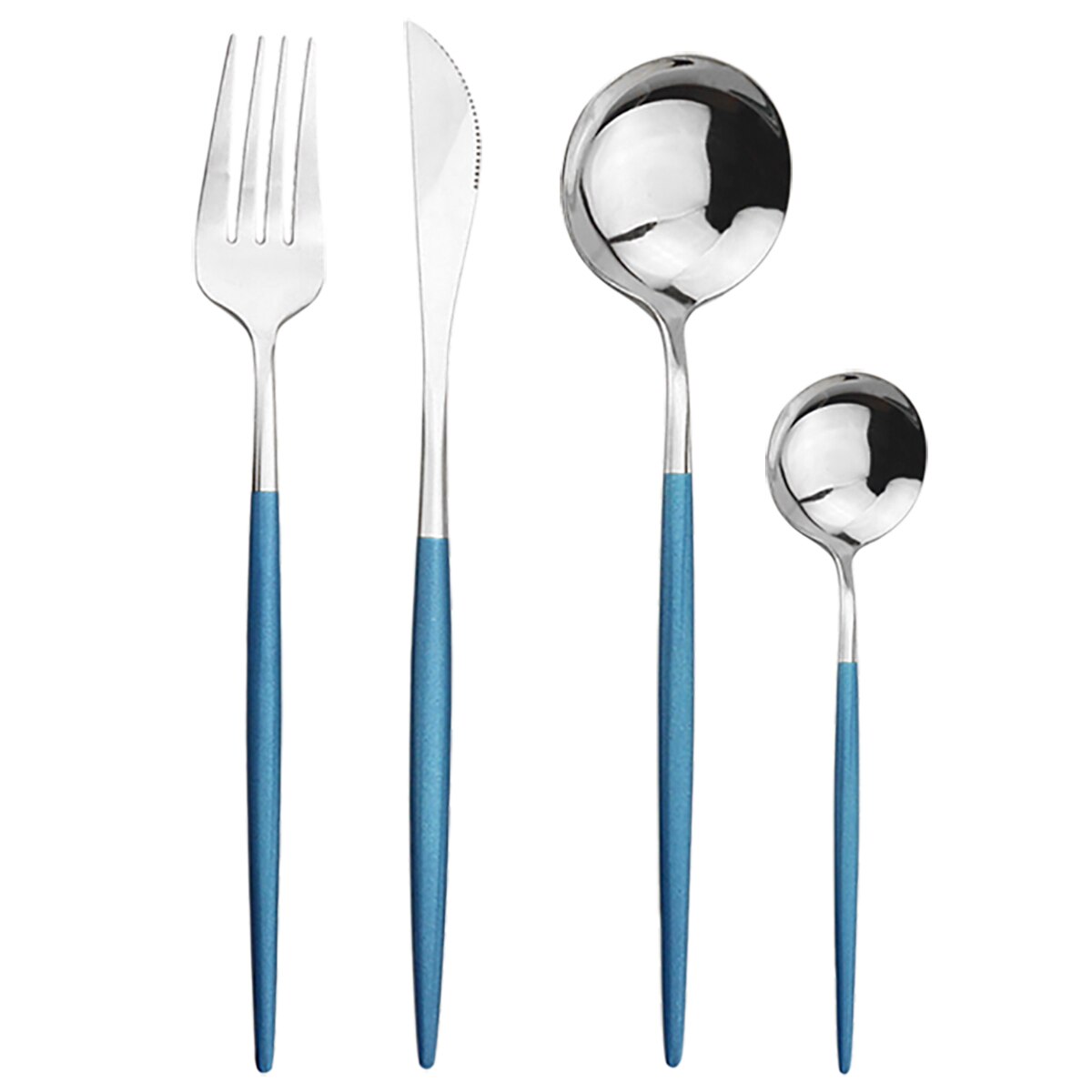 32 teile/satz Besteck einstellen Schwarz Gold Besteck einstellen 18/10 Edelstahl Geschirr einstellen Messer Gabel Löffel Geschirr Küche Geschirr: Blau Silber-