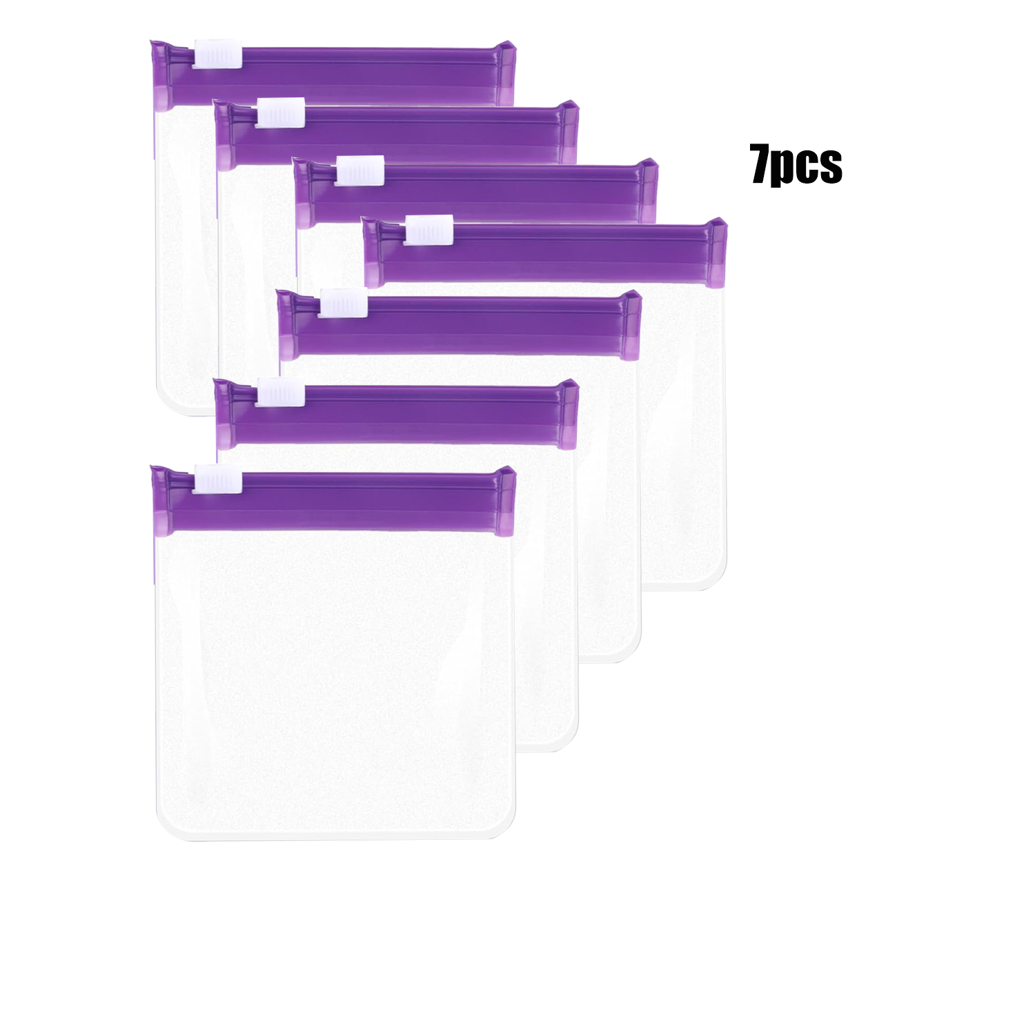 7 Uds. Bolsas para pastillas, juego de bolsas para pastillas reutilizables con cremallera, organizador de medicamentos autosellado de 7 colores, bolsas para medicamentos translúcidas Trave: Morado