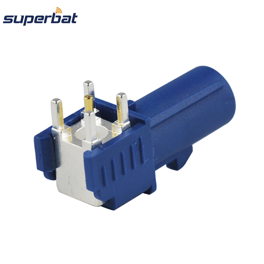Superbat 10 stk fakra c blå smb plugg hann pcb mount rettvinklet kontakt for gps rf kommunikasjonssystemer