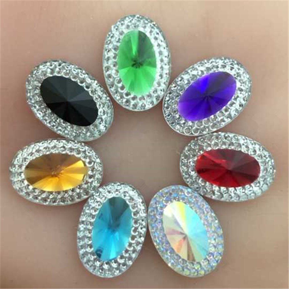 40 pcs 13*18mm Oval Resin Rhinestones Crystal Flat terug Sieraden Decoratie: Mix