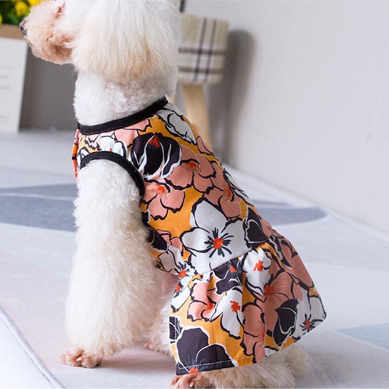 Robe d'été pour animaux de compagnie, imprimé de fleurs, Costume de voyage pour chien et chat, vêtements pour animaux de compagnie