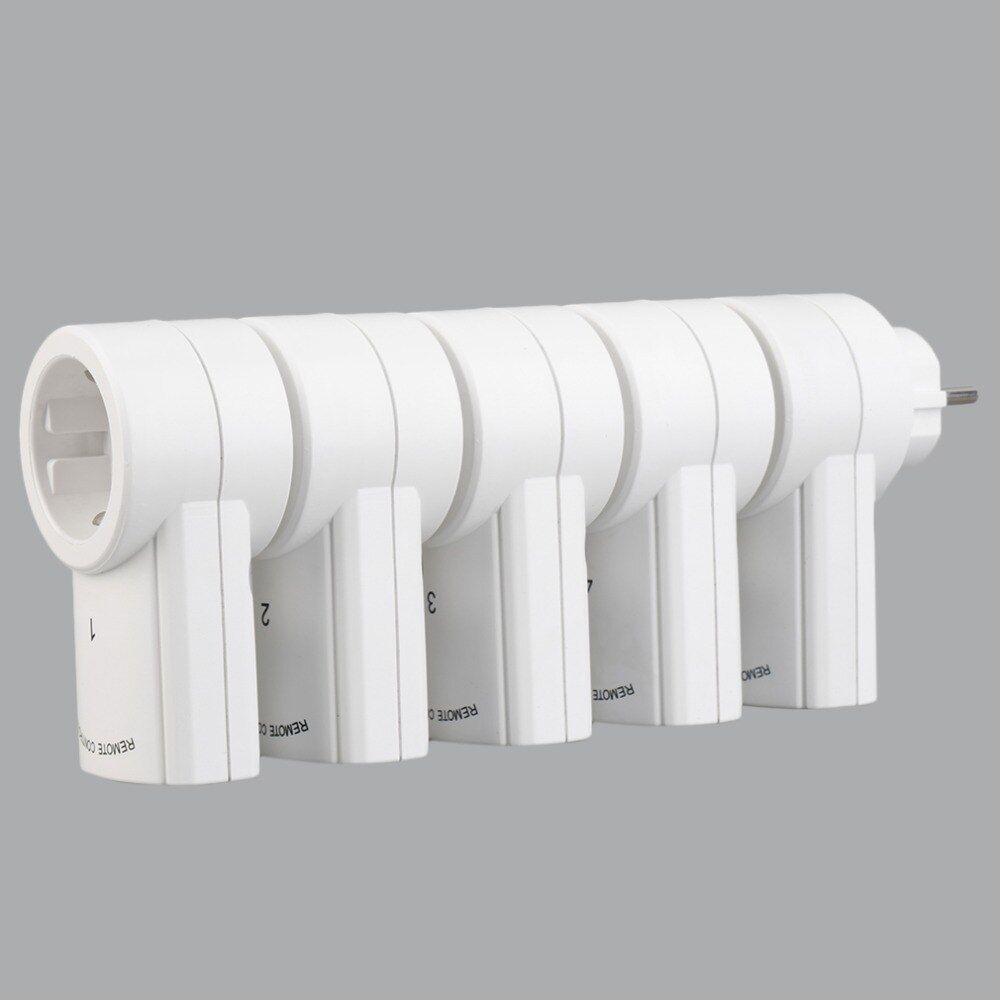5 Wireless Switches Socket Remote Control Power Outlets Electrical Plugs Adaptors with EU Plug White