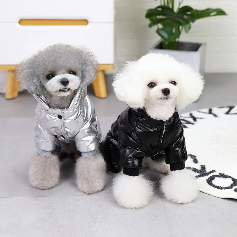 Tøj til små hunde vinter varm hvalp hund frakker vandtæt hætte hundejakke jumpsuits chihuahua tøj