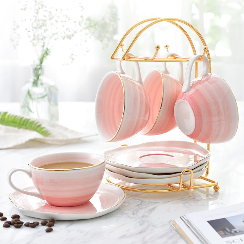 Service à thé en porcelaine d'os britannique, articles à boire en céramique, tasse à café avec théière à lait, ensemble de d'anniversaire et de noël