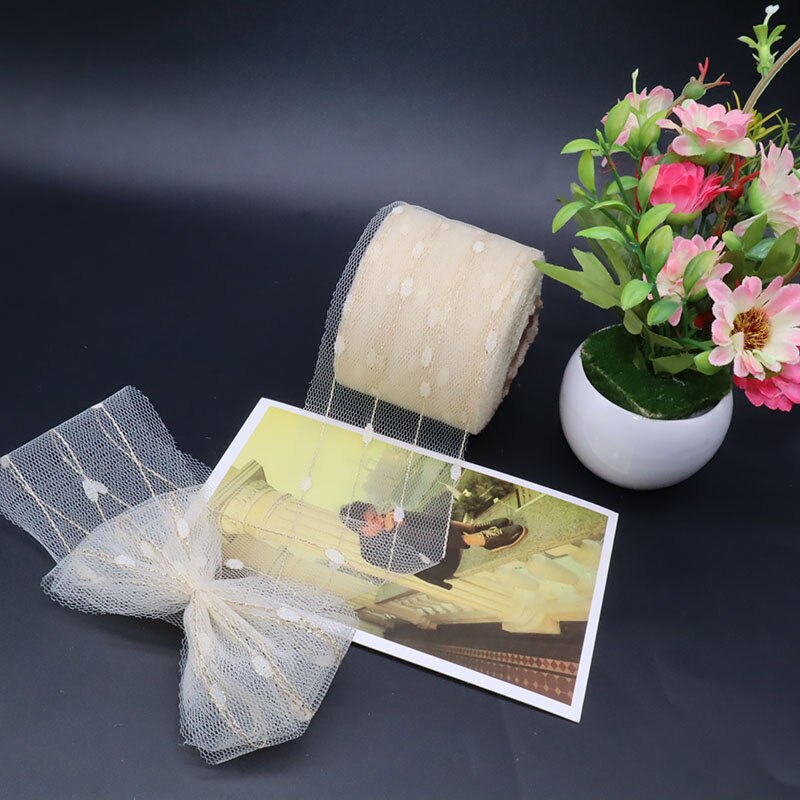 25 yards 6cm kristall tyll rulle organza ren gasväv baby shower favor bröllop bil dekoration fest hem trädgård hantverk leveranser: Aprikos