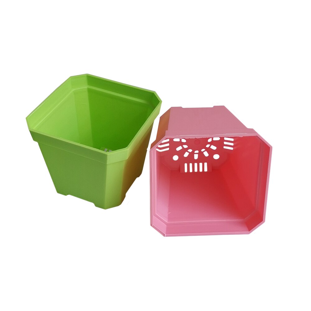 14 Pcs Plastic Dikker Vierkante Bloempotten Home Tuin Kantoor Vetplant Pot Snoep Kleur Kas Kwekerij Potten 10Cm * 10Cm