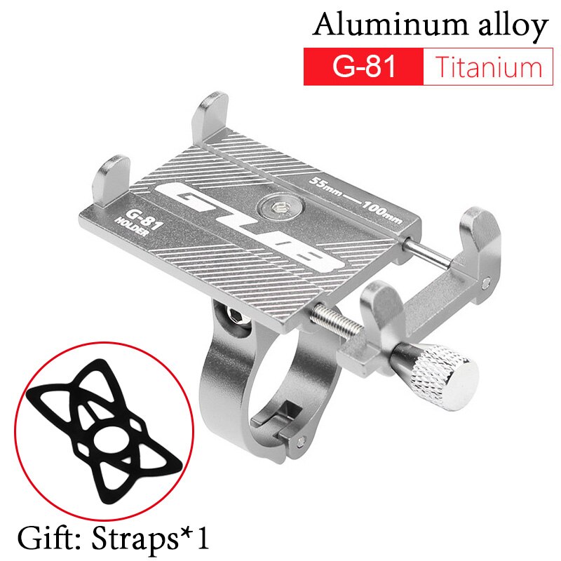 Ultralight Bicycle Phone Holder FOR 3.5"-7.15" Smartphone GPS Stable Upgrade Fixed Adjustable Support Bike Stand Mount Bracket: G81-Titanium