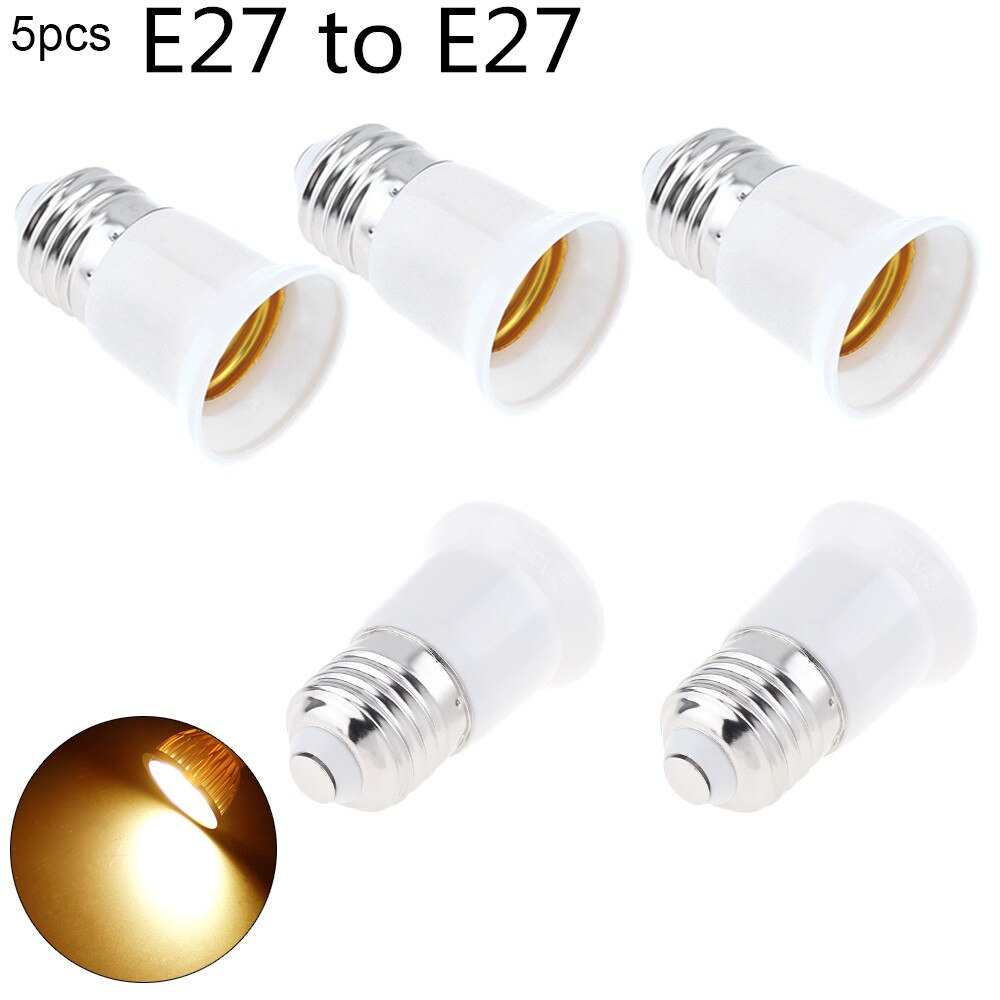 5 stk/parti  b22 to e27 e14 toe 27 led pære sokkel adapter universal lyskonverter lampe fatning holder led pære fatninger  e27 skrue pære: E27 to e27