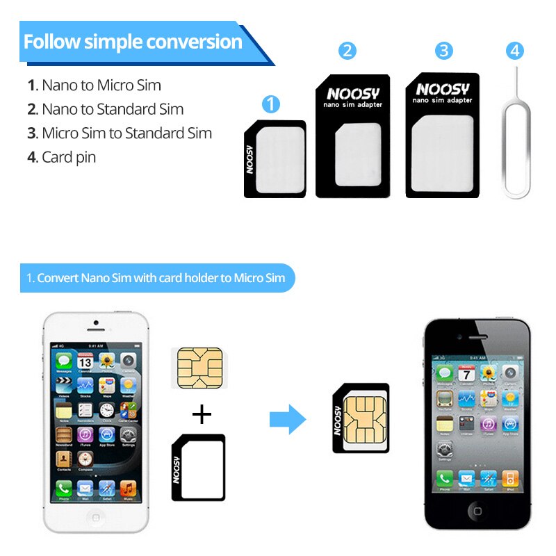 Kits d'adaptateur de carte Sim 3 en 1 avec broche de carte plateau de carte Micro Sim Standard pour convertisseur de carte sim Nano