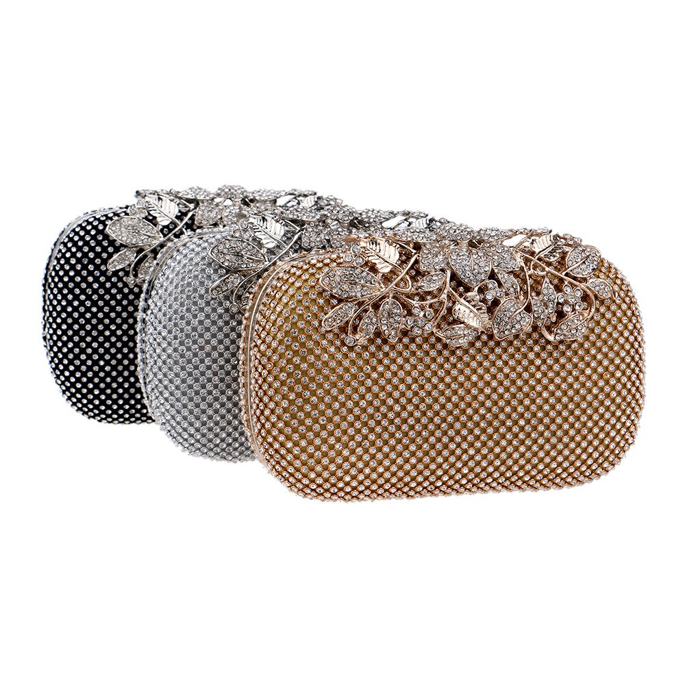 Avondtas - Schelpvorm - Kristal Diamant Parel Bloem Decoratie - Rits - 16cm Microvezel