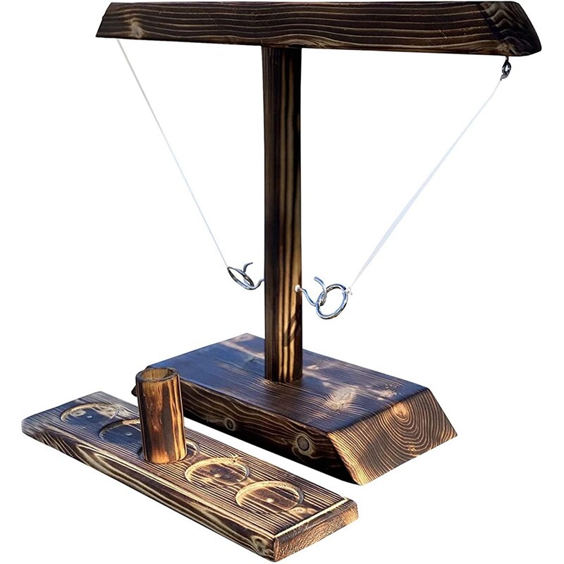 Partij Speelgoed Leisure Bar Drink Shop Handgemaakte Houten Ring Toss Haken Snelle Interactief Spel Voor Bars: Dark color