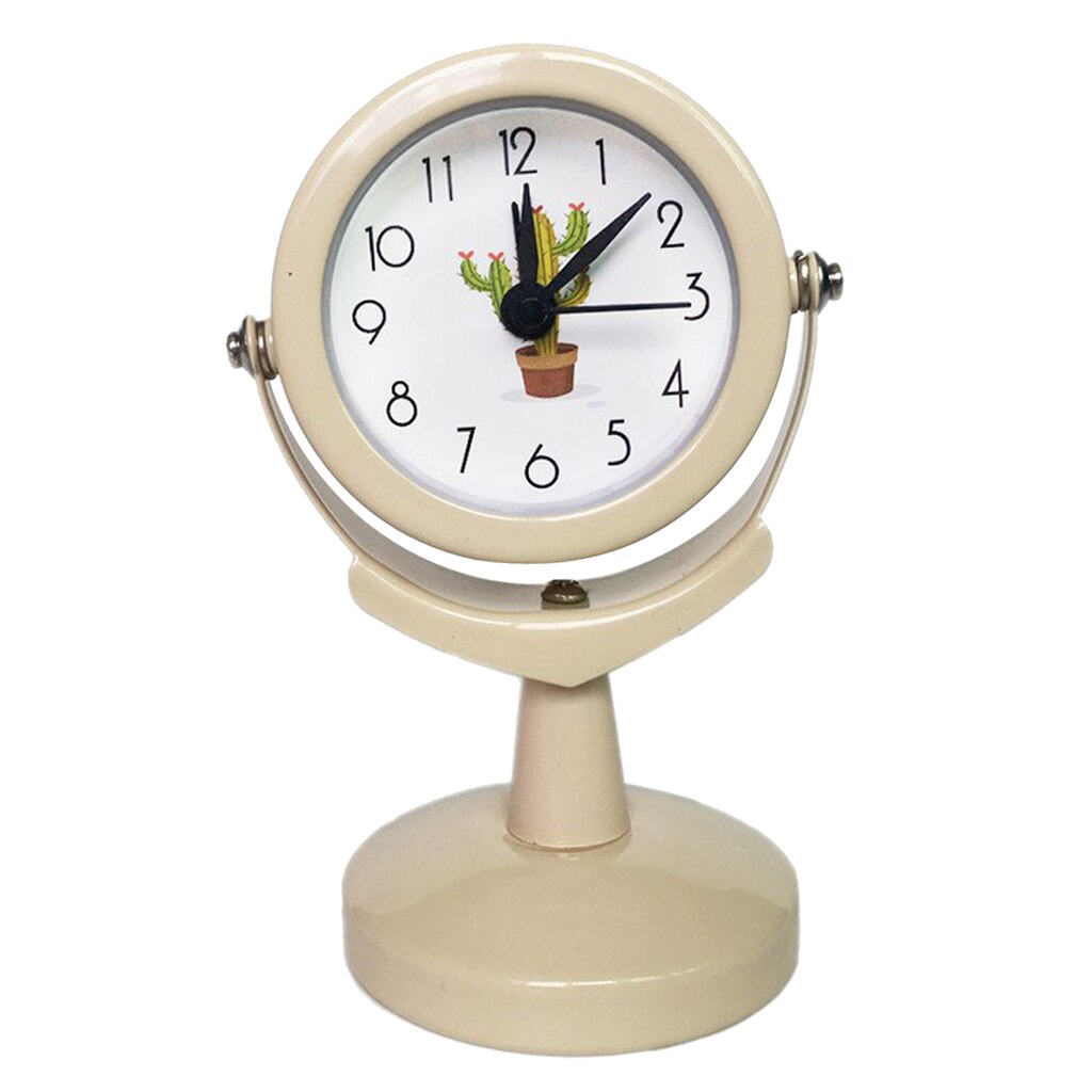 2 tommer lille rundt lydløst, analogt vækkeur, ikke tikker, tid, batteristrøm, let at læse, retro elegance stil