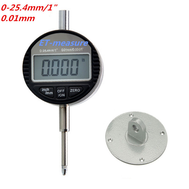 0-25.4mm elektronisk digital urskiveindikator 0-12.7mm/0.5 '' 0.01mm med magnetisk måleværktøj til målestokmåler: 25.4mm indikator