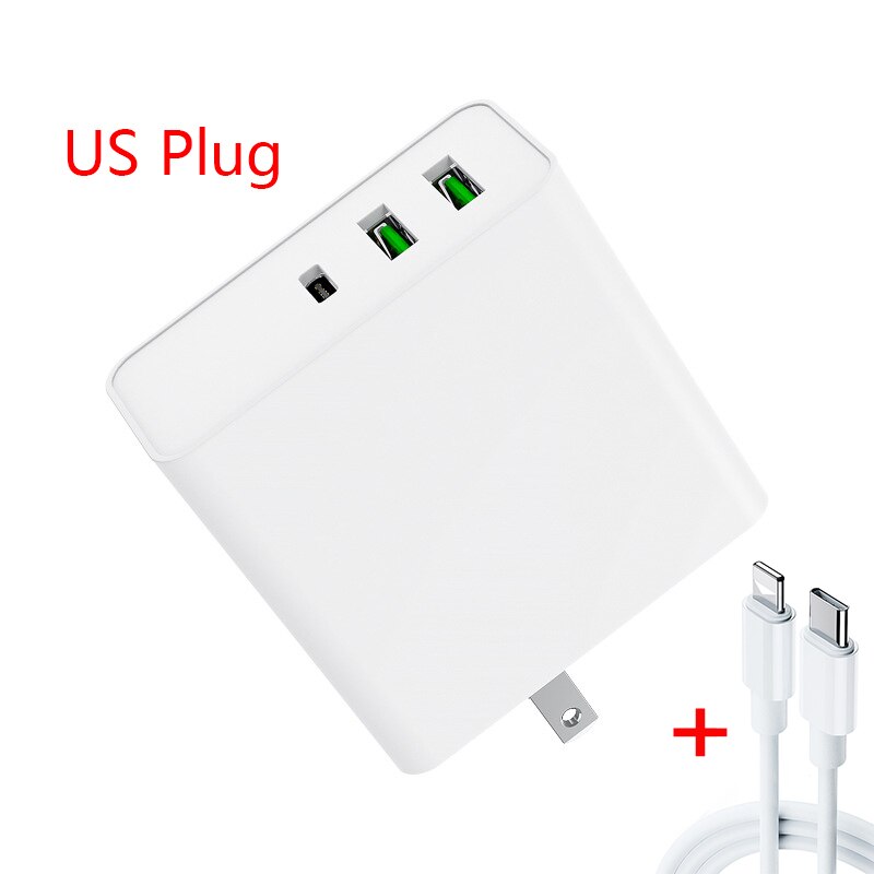 USB Quick Charge 65W USB Charger Fast Wall Charger for Samsung For Huawei For iPhone usb c cable pd charge quick charge: White  US  C2L