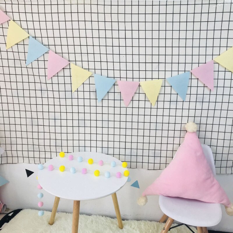 Effen Kleur Driehoek Multicolour Vlaggen Kids Decor Handgemaakte Een Bed Opknoping Teepees Babykamer Kinderen Slaapkamer Muur Decoratie