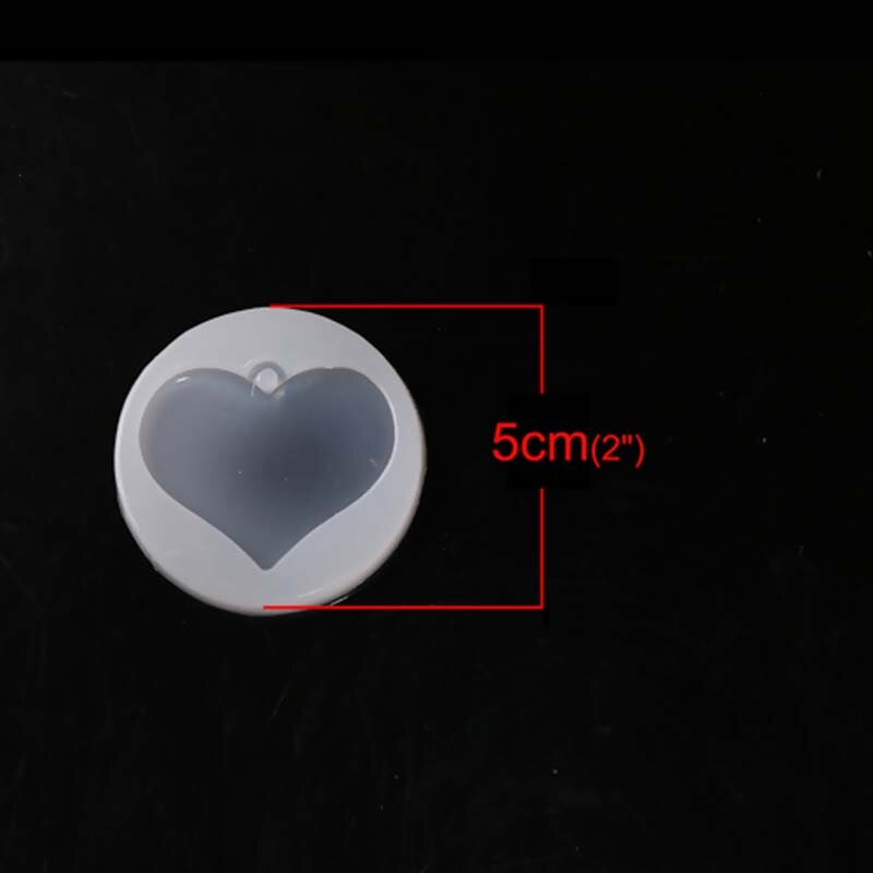 Silikone harpiks skimmel til smykkefremstilling runde hvide hjerte epoxyharpiks støbning forme halskæde vedhæng gør værktøj 5cm dia ., 4 stk
