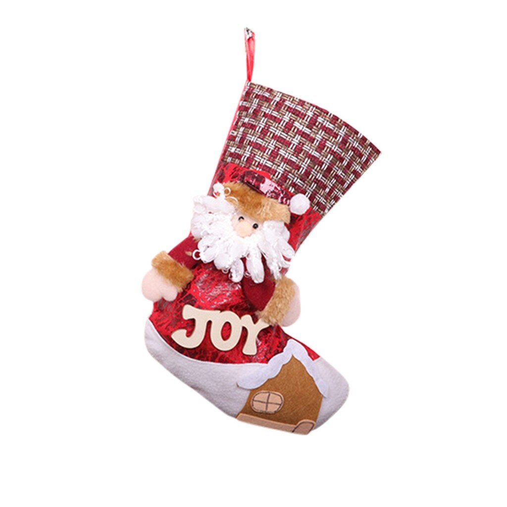 Vrolijk Kerstfeest Pluche Boom Opknoping Snoep Sokken Decoratieve Brief Patroon Kerstsok Bag Kerst Hanger