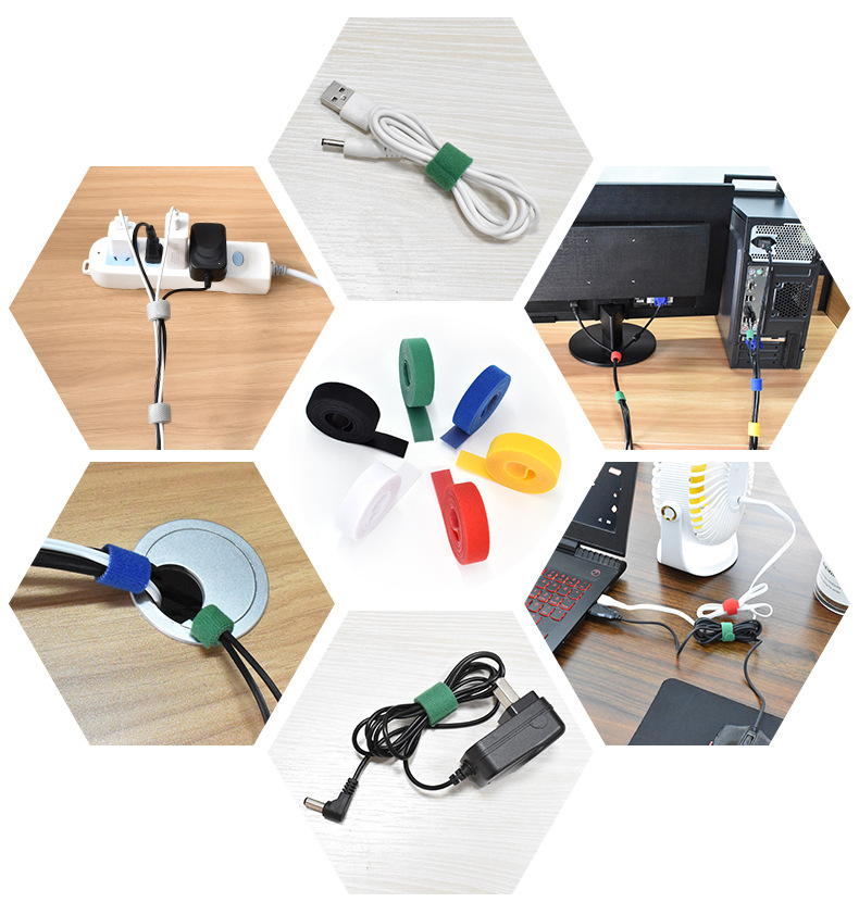 Kabelstropper, selvklæbende velcrobånd, nylonfastgørelsesbånd, krogstropper, ledningsorganisator, monteringsstrop til kabler