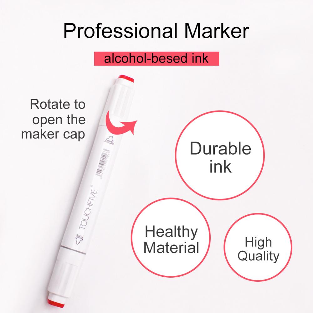 TOUCHFIVE Markers for Drawing 30/40/60/80/168 Colors Alcohol Based Art Marker Dual Tip Brush Pen Manga lettering Calligraphy Pen