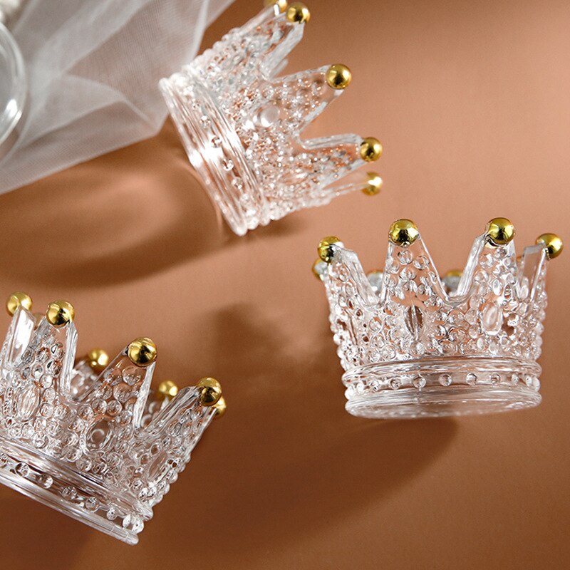 Glazen cosmetische opbergdoos badkamer bureau kroon schoonheid ei bladerdeeg sleutel horloge sieraden lippenstift make-up organizer rek kandelaar