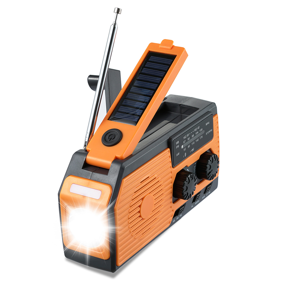 AM/FM Solar Radio Hand Crank Radio WB NOAA Emergency Radio with LED Flashlight Power Reading Lamp SOS Alarm Radio: Default Title
