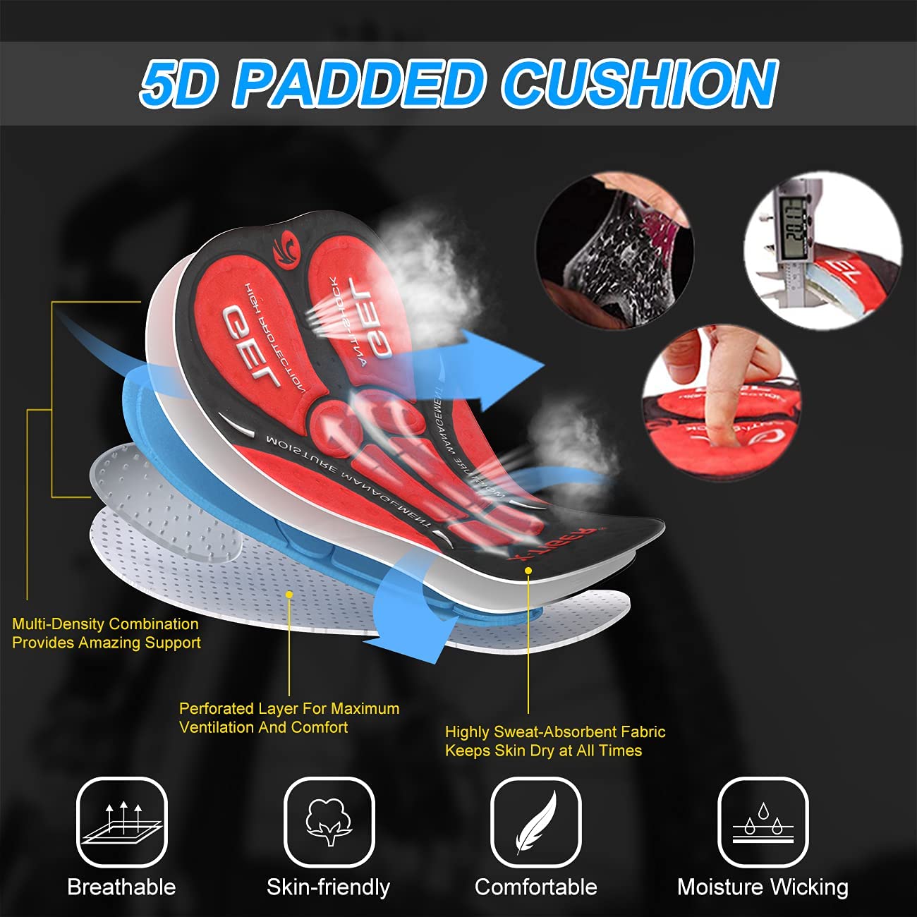Pantalones cortos de ciclismo para hombre, X-TIGER con bolsillo trasero, acolchado de Gel 5D, medias para ciclismo de montaña y carretera