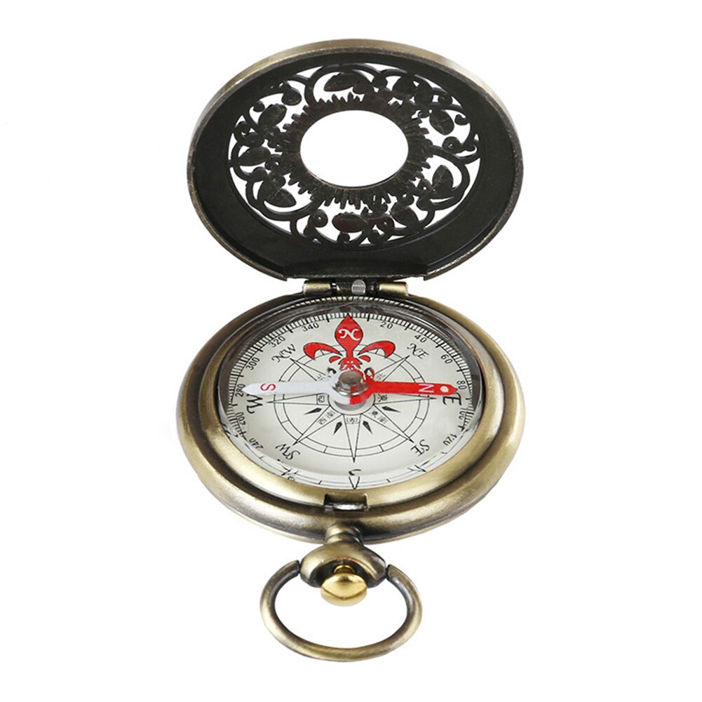 Retro Bronze Pocket Compass Antique Survival Gear for Outdoor Hiking Navigation Retro Pocket Watch Compass Outdoor Tool