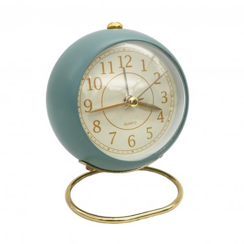 Mini Leuke Desktop Metalen Ronde Wekker Night Light Thuis Slaapkamer Decoratie Wekkers: Light Blue