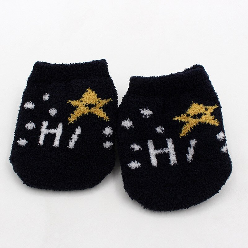 Antislip Baby Sokken Herfst Winter Coral Fleece Sokken Warm Peuter Jongen Meisjes Vloer Sokken Baby Kleding Accessoires Thicken: Black / 1-2 years