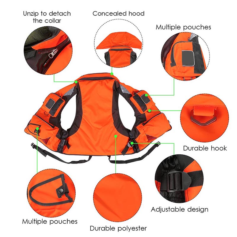 Professionelle Erwachsenen-Schwimmweste aus Polyester, Sicherheits-Rettungsweste für Angeln, Schwimmen, Bootfahren, Rafting und Wassersport