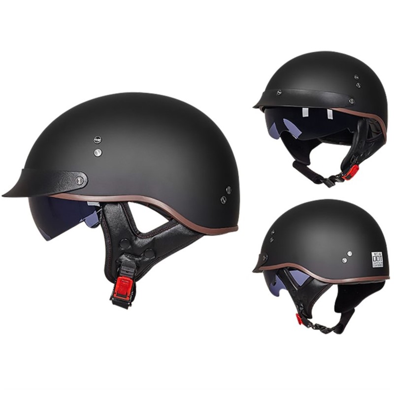 Retro Helmets For Motorcycle Capacete De Moto Helmet Vintage Street Touring Scooter Half Helmet Built In Visor DOT Certification