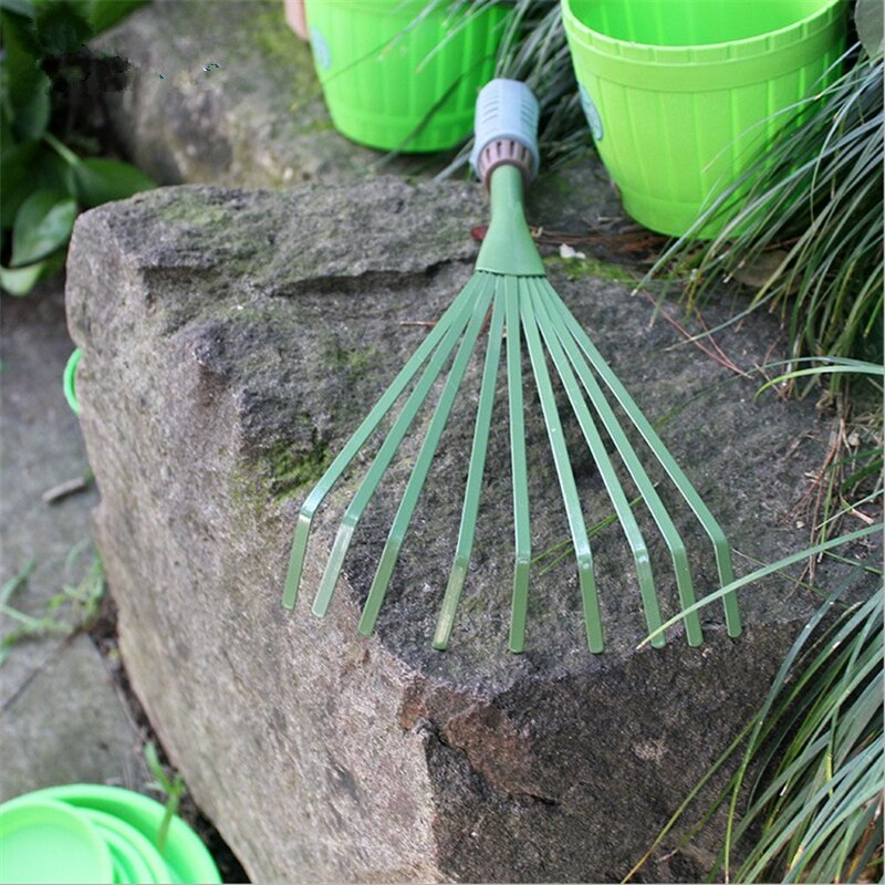 1Piece 39cm Garden Rake Hand Cultivator for Garden Rubber Handle Rust-proof Seed Leaf Cleaning Rake Gardening Tools