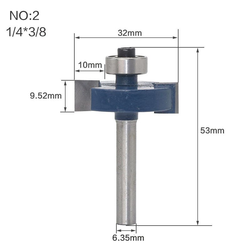 KEWAYO Set van 3 frezen - 0,8 cm ronde schacht - Voor verhoogde platen - Houtbewerking - Houtcarbide groeffreesgereedschap