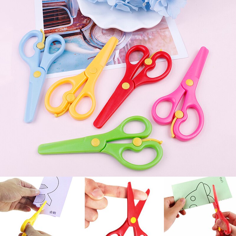 1pcs Plastic Cute Mini Safety Round Head Scissors Student Kids Paper Cutting Kindergarten School Supplies