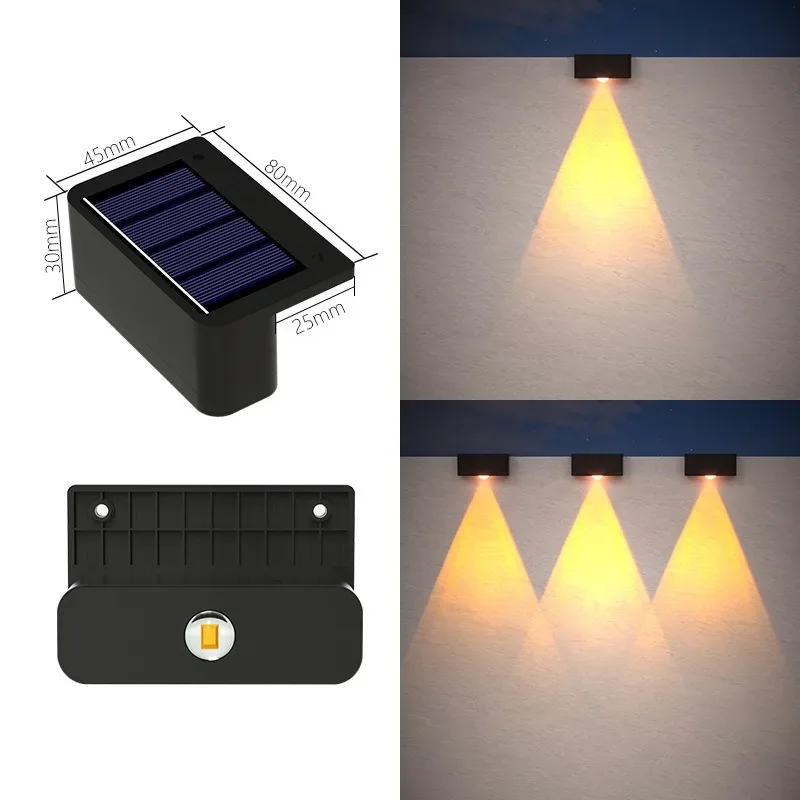 Solar Wall Lamp Outdoor Waterproof Solar Powered Light UP and Down Illuminate Home Garden Yard Decoration Outside Sunlights: sunny yellow / 6-10W