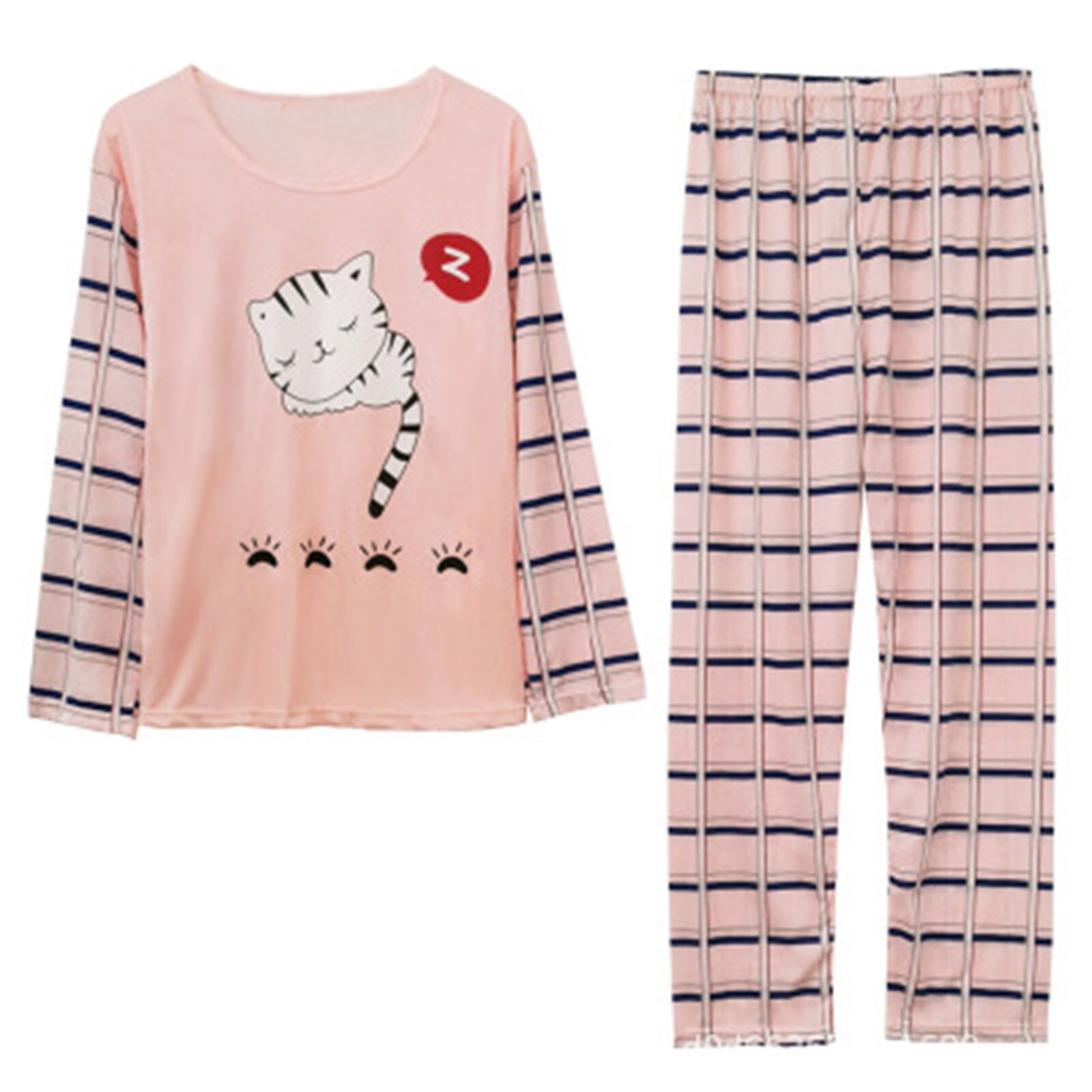 Autumn Winter Lady Women Pajamas Set Cartoon Nightwear Girl Sleepwear Long Pyjamas Suit Female Clothing Set Home Service: L