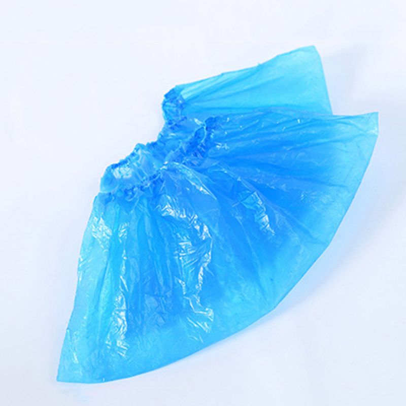 100 pcs Disposable Plastic Thick Shoe Cover Blue Anti Slip Outdoor Carpet Cleaning Overshoes Boot Saf Waterproof Shoes Covers