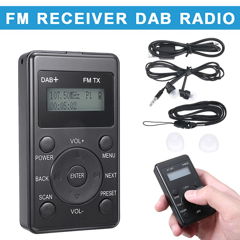 Draagbare Dab/Dab Fm Ontvanger Auto Dab Zender Radio Met Hoofdtelefoon Kabel Oortelefoon Cover Digitale Radio Ontvanger