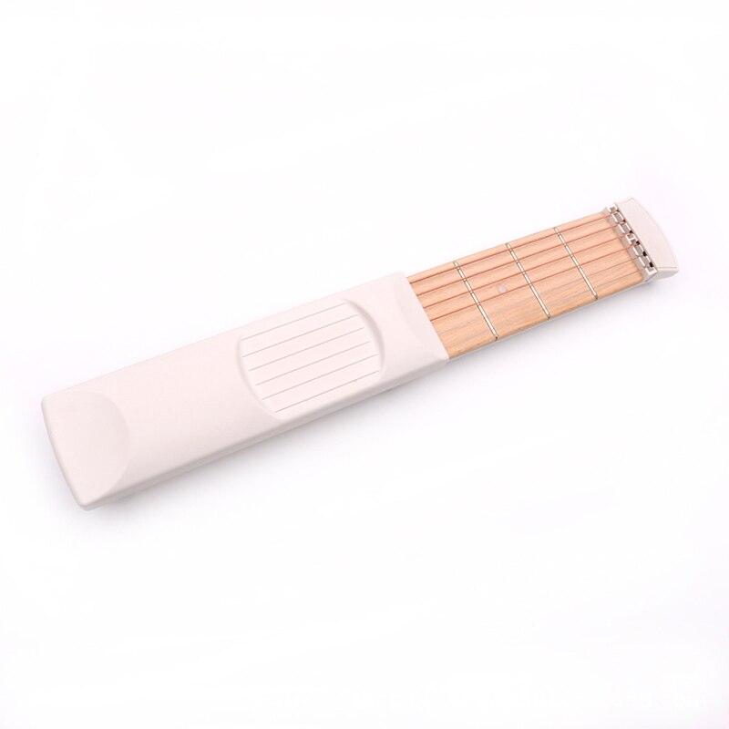 Guitarra de bolsillo de 4 cuerdas, entrenador de dedos de 4 trastes, accesorios de guitarra eléctrica, herramienta de práctica de guitarra, entrenador de acordes, Gadget: Blanco