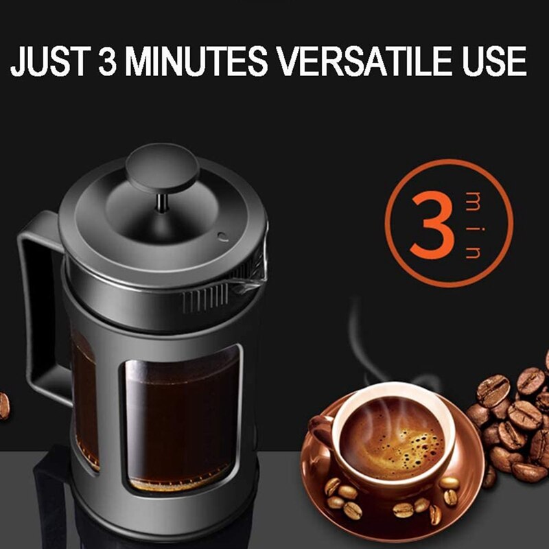 Glass French Press Coffee Tea Maker, 600Ml Coffee Press, Borosilicate Glass with Heat Resistant Handle